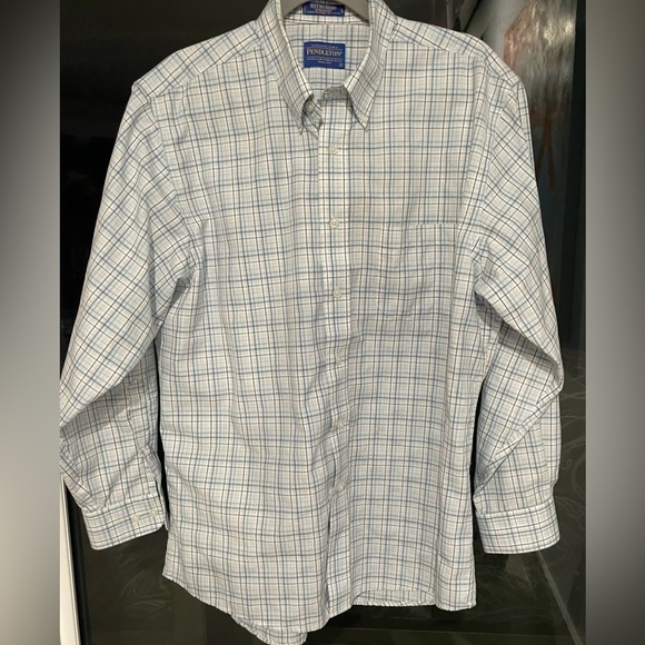 PENDLETON Men’s Shirt Size Lg Brown Blue White Long-Sleeve Button-Down Shirt - Picture 3 of 3